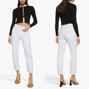 MNG Havana straight crop jeans size 2 white